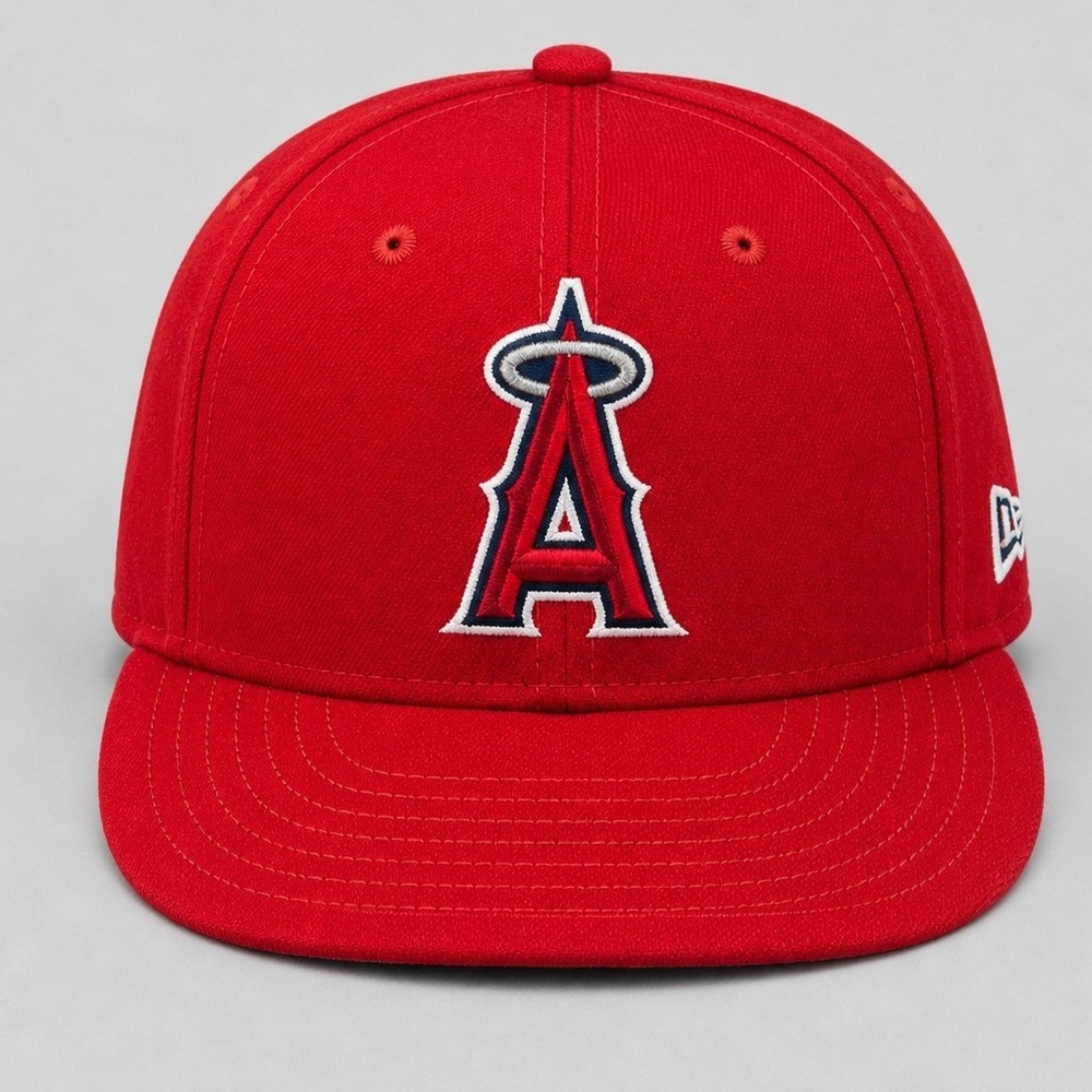 Signed New Era Los Angeles Angels MLB Authentic 59FIFTY Fitted‎ Hat Red Sz 6 7/8